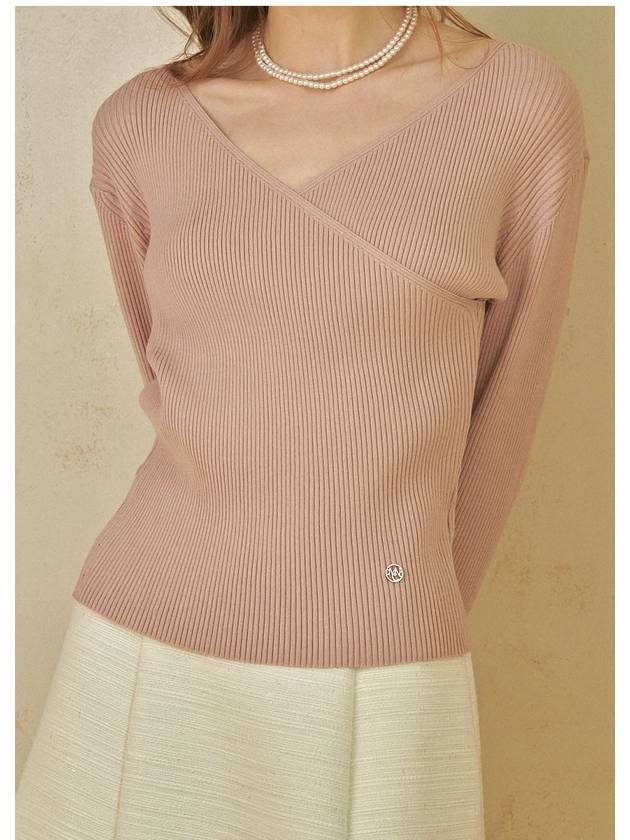 Eflores V-neck wrap knit top pink - MICANE - BALAAN 3