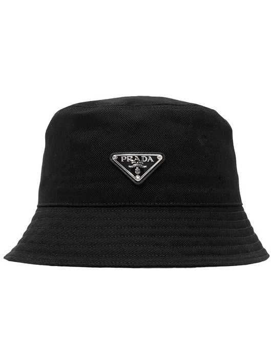 triangle logo drill bucket hat black - PRADA - BALAAN 1