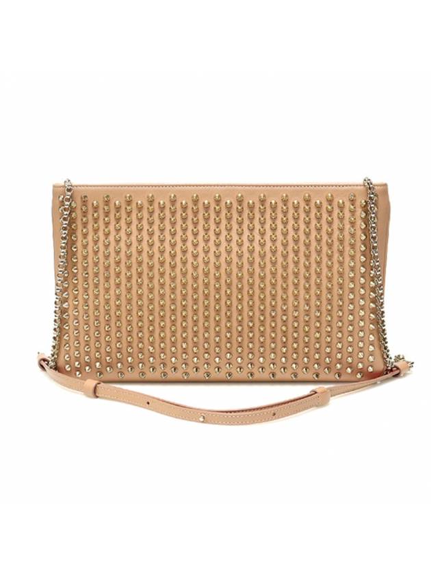 Women s Christian Louboutin 1165013 Beige Calfskin Spike LOUBIPOSH Clutch Chain Shoulder Bag gt Gangbuk used luxury goods - CHRISTIAN LOUBOUTIN - BALAAN 1