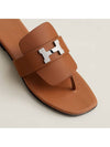 Galerie Buckle Leather Sandals Brown - HERMES - BALAAN 5