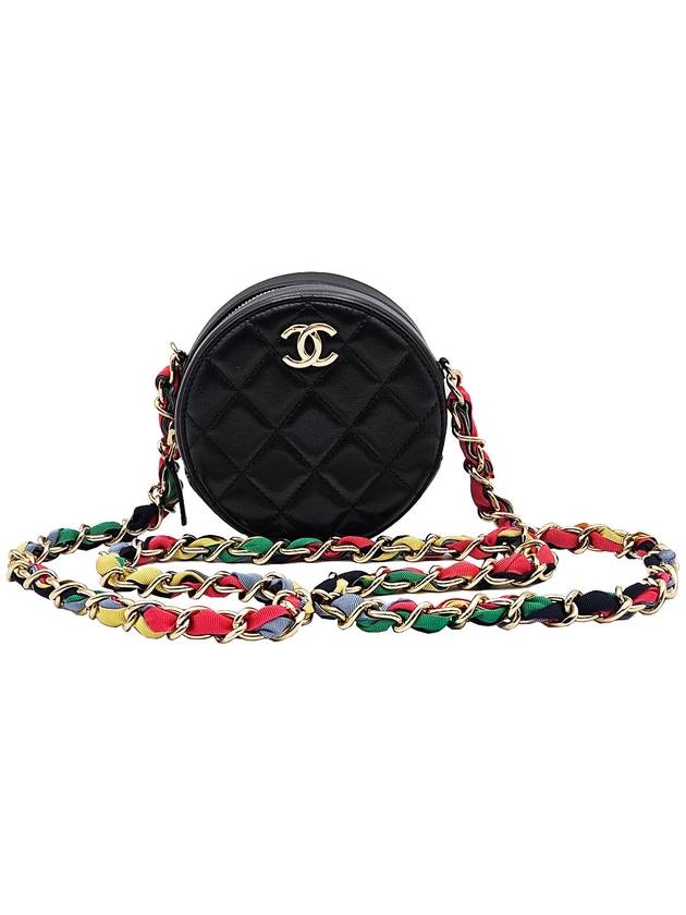 Chanel AP2055 Black Multi Chain Mini Round Bag 30s - CHANEL - BALAAN 1