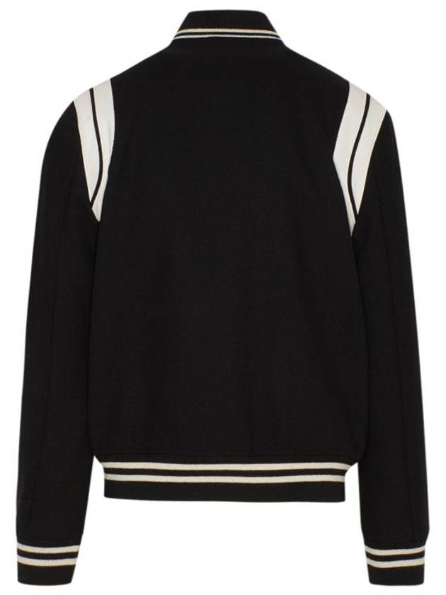 Teddy Bomber Jacket in Wool Black White - SAINT LAURENT - BALAAN 3