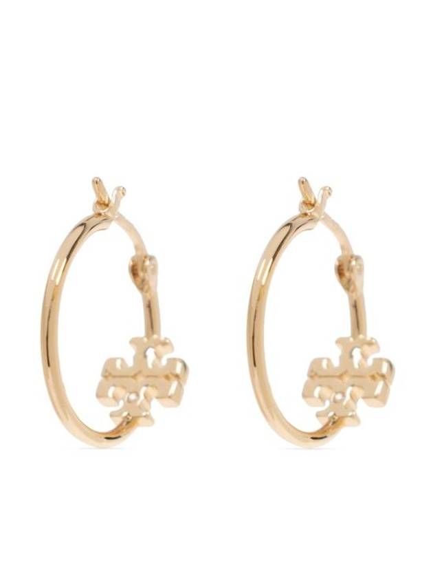 Logo Sculpted Hoop Earrings Gold - TORY BURCH - BALAAN 3