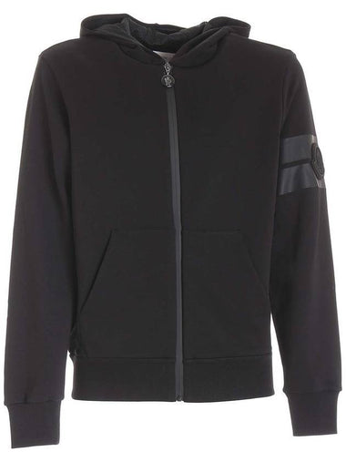 Logo Patch Zip Up Hoodie Black - MONCLER - BALAAN 1