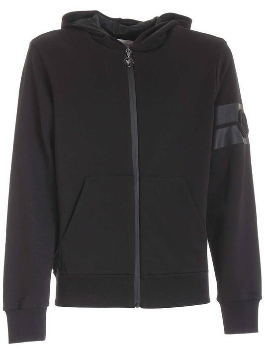 Logo Patch Zip Up Hoodie Black - MONCLER - BALAAN 1