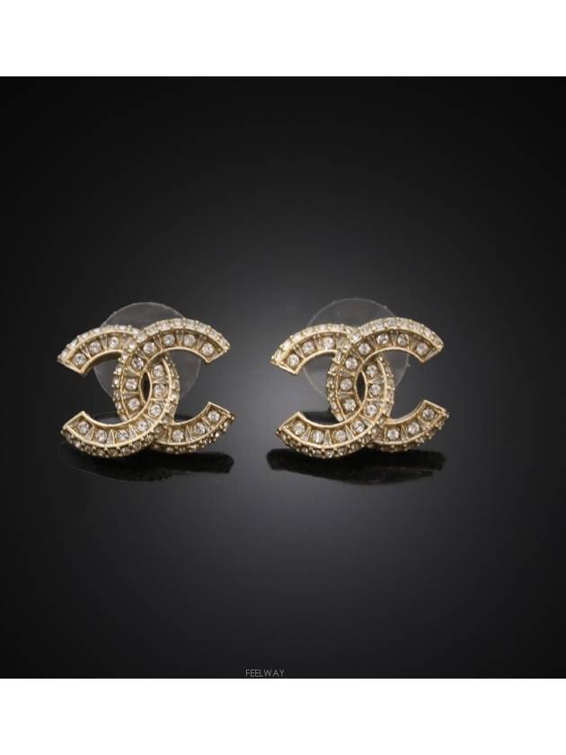 Daejeon Used Luxury Goods A86504 Classic CC Logo Crystal Earrings Champagne Gold - CHANEL - BALAAN 8