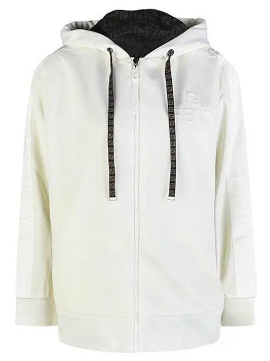 Embossed Logo Side FF Band Zip-Up Hoodie Ivory - FENDI - BALAAN 2