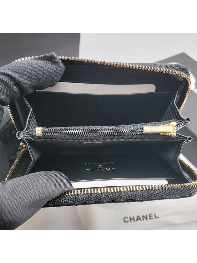 Caviar CC logo zipper card holder classic black AP3977 - CHANEL - BALAAN 7