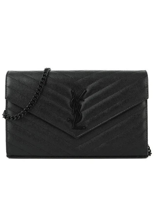 Monogram Envelope Chain Wallet Cross Bag Black - SAINT LAURENT - BALAAN 1