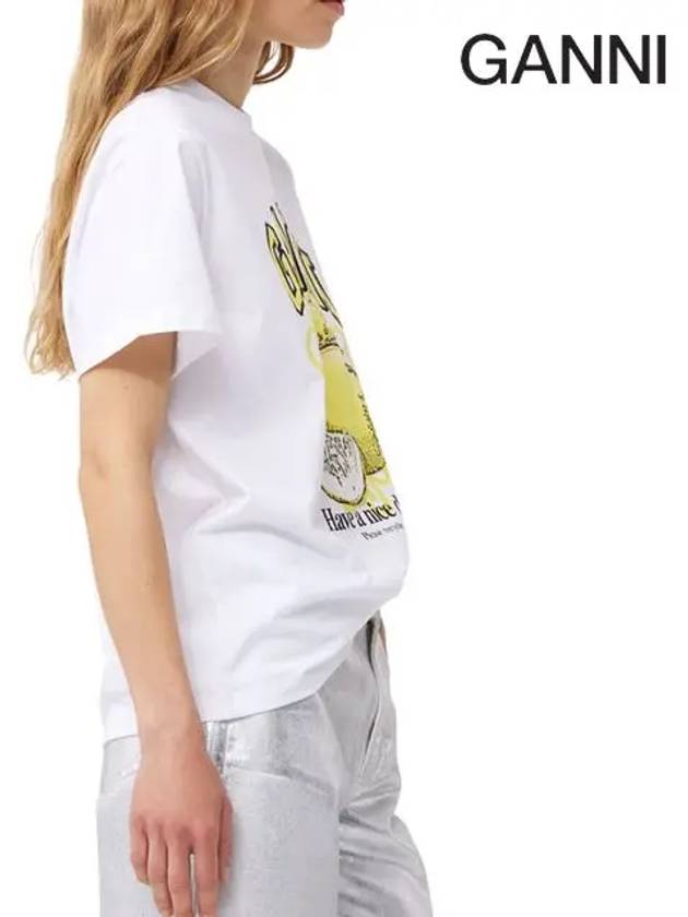 Relaxed Lemon T-Shirt Bright White - GANNI - BALAAN 6