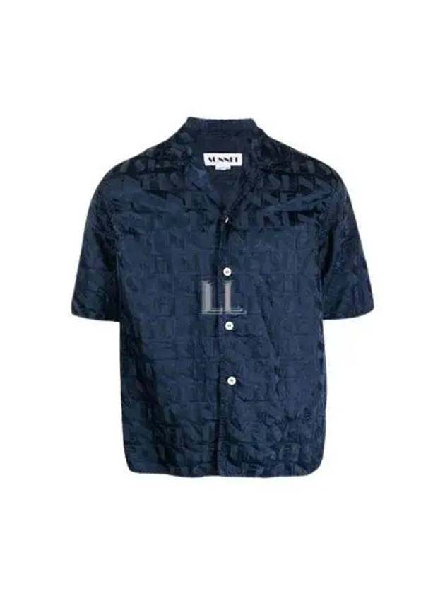 Monogram Logo Jacquard Short Sleeve Shirt Dark Navy - SUNNEI - BALAAN 2