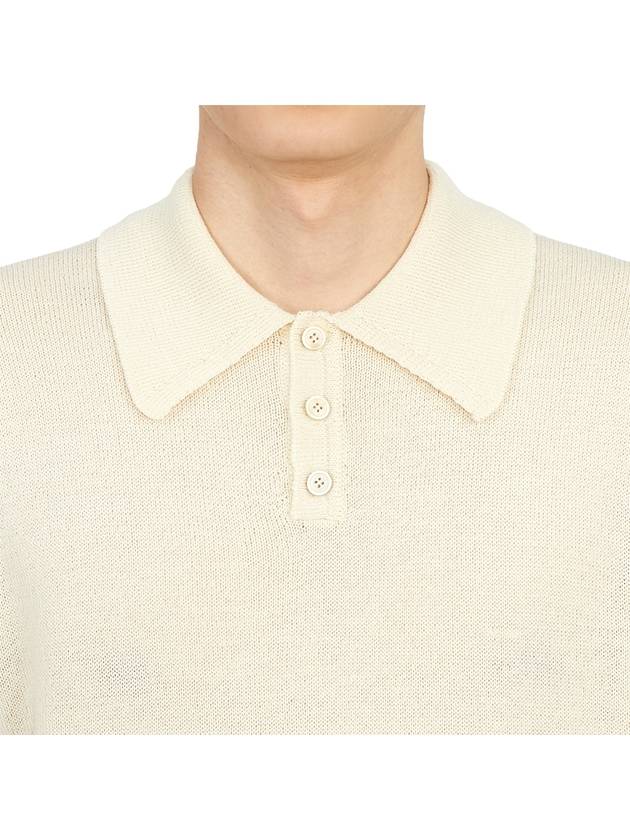 Back Stitch Wool Polo Knit Top Off White - MAISON MARGIELA - BALAAN 7