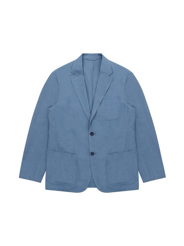 Pocket Linen Blend Jacket Blue - SOLEW - BALAAN 2