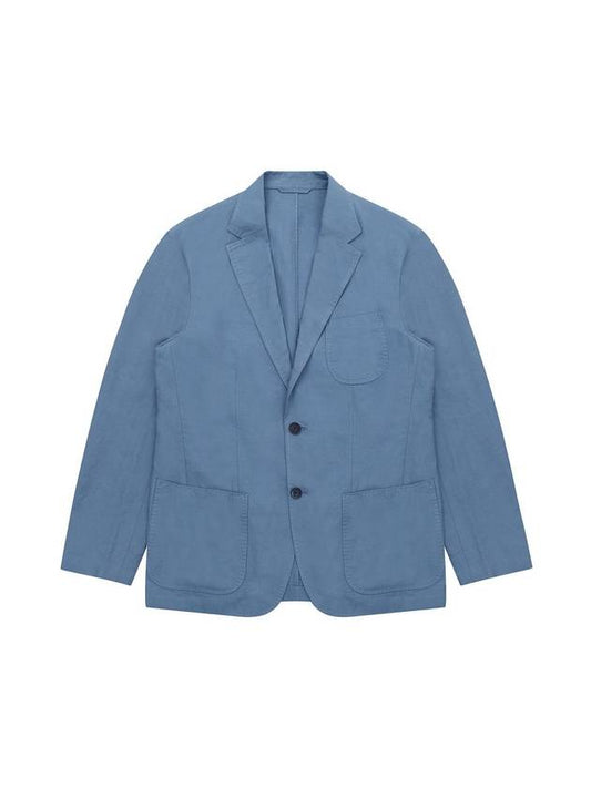 Pocket Linen Blend Jacket Blue - SOLEW - BALAAN 2