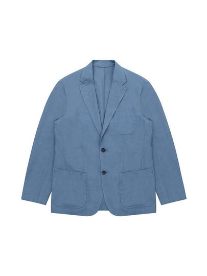 Linen Blend Out Pocket Jacket Blue - SOLEW - BALAAN 2