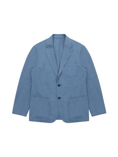 Linen Blend Out Pocket Jacket Blue - SOLEW - BALAAN 1