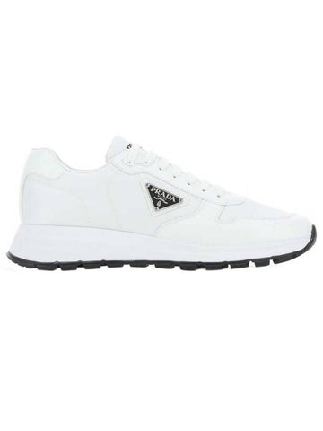 Prax 01 Re-Nylon Brushed Leather Low-Top Sneakers White - PRADA - BALAAN 1