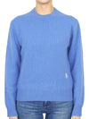 Embroidered Logo Crew Neck Wool Knit Top Blue - SPORTY & RICH - BALAAN 2