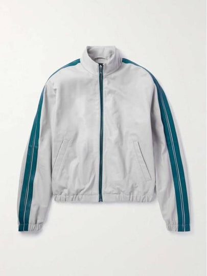 Striped Leather Bomber Jacket Grey - MARNI - BALAAN 2