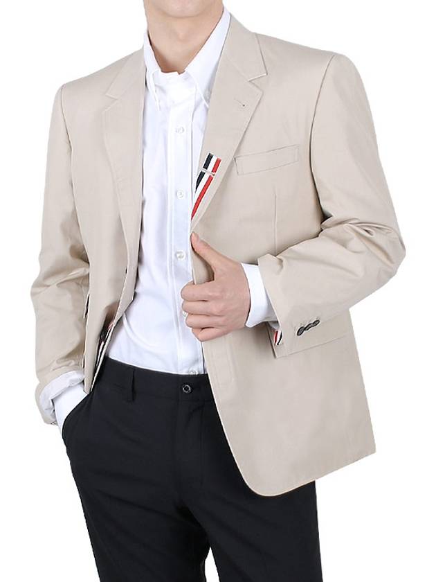 Typewriter Cloth Grosgrain Placket Sport Jacket Beige - THOM BROWNE - BALAAN 4