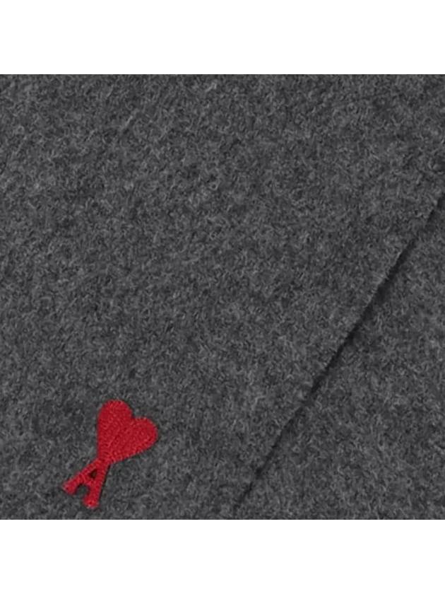 Small Heart Logo Wool Scarf Dark Grey - AMI - BALAAN 5