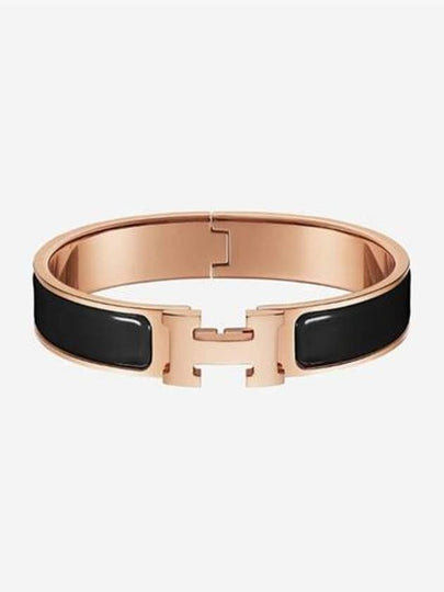 Clic H Bracelet Rose Gold Noir - HERMES - BALAAN 2