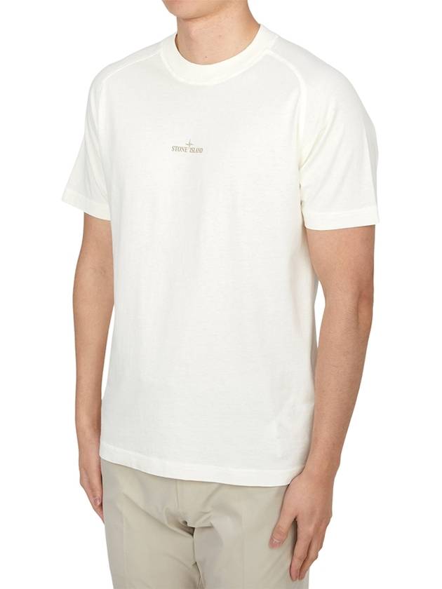 Logo Crew Neck Short Sleeve T-Shirt Ivory - STONE ISLAND - BALAAN 4