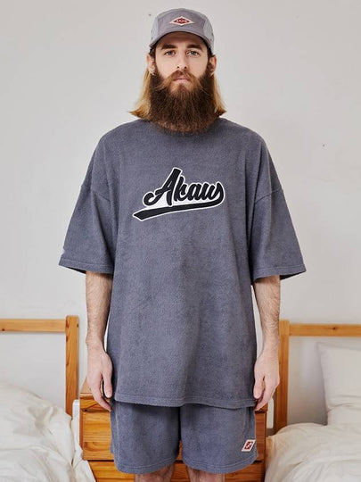 Terry Towel Oversized Fit Short Sleeve T-Shirt Charcoal - AKAW - BALAAN 2