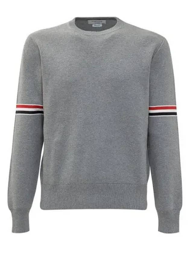 Men's Milan Stitch Armband Crew Neck Knit Top Light Grey - THOM BROWNE - BALAAN 2