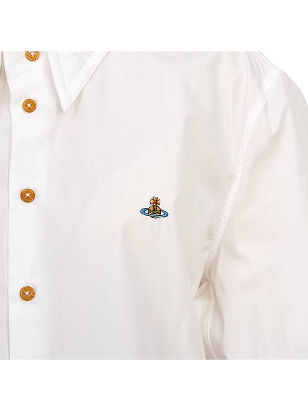 Embroidered Logo Big Collar Cotton Long Sleeve Shirt White - VIVIENNE WESTWOOD - BALAAN 11