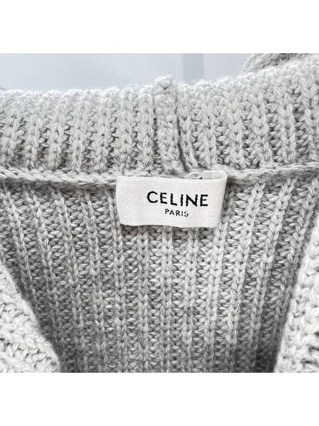 Ribbed wool knit hoodie gray L size - CELINE - BALAAN 6