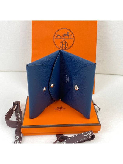 Calvi Duo Card Wallet Prussian Blue H083035CK7P - HERMES - BALAAN 2