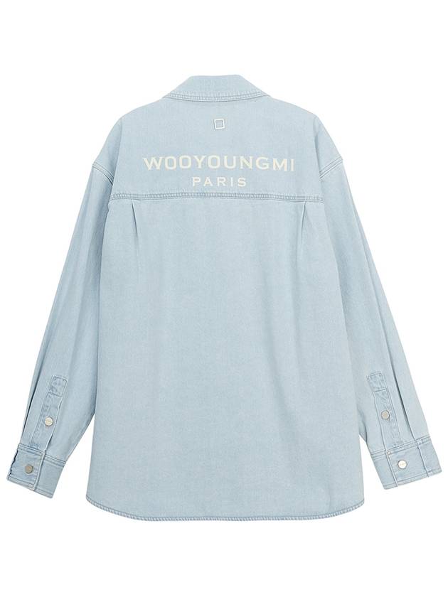 Back Logo Denim Cotton Long Sleeve Shirt Blue - WOOYOUNGMI - BALAAN 3