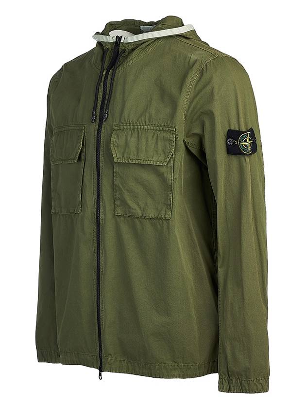 Wappen Patch Old Treatment Hooded Zip Up Olive Green - STONE ISLAND - BALAAN 3