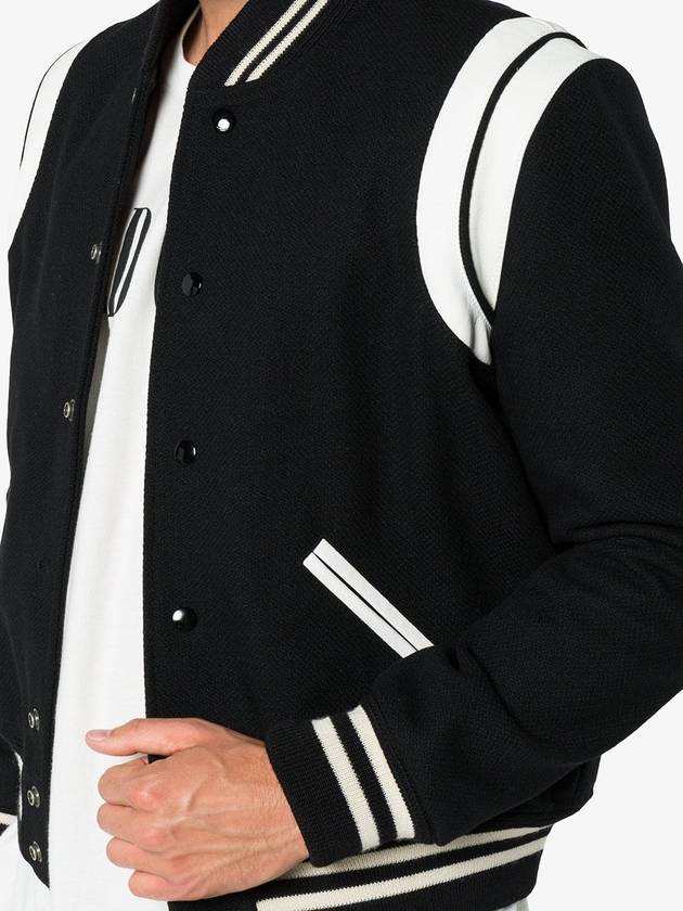 Teddy Bomber Jacket in Wool Black White - SAINT LAURENT - BALAAN 6