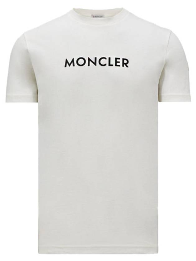 8C00034 89AJS 032 Logo Patch Round Short Sleeve T Shirt White Men s TJ - MONCLER - BALAAN 1