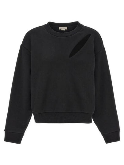 Cutout Detail Round Neck Sweatshirt Black - ALEXANDER MCQUEEN - BALAAN 2