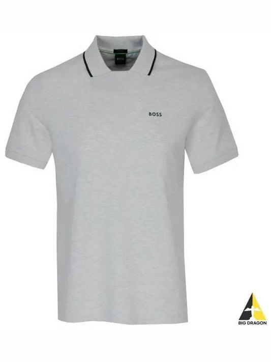 Logo Print Cotton Polo Shirt Grey - HUGO BOSS - BALAAN 2