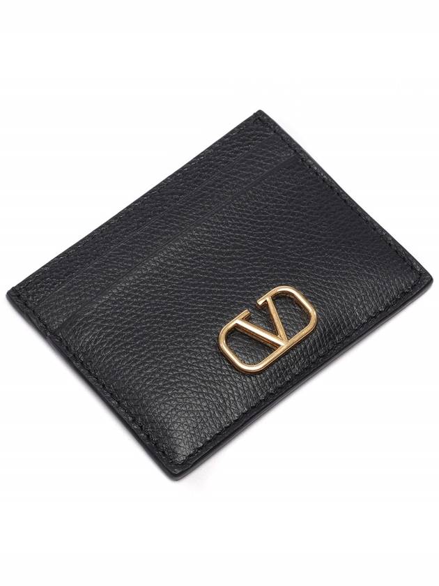 V Logo Signature Card Wallet Black - VALENTINO - BALAAN 6