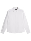 Slim Linen Melange Long Sleeve Shirt White - J.LINDEBERG - BALAAN 2