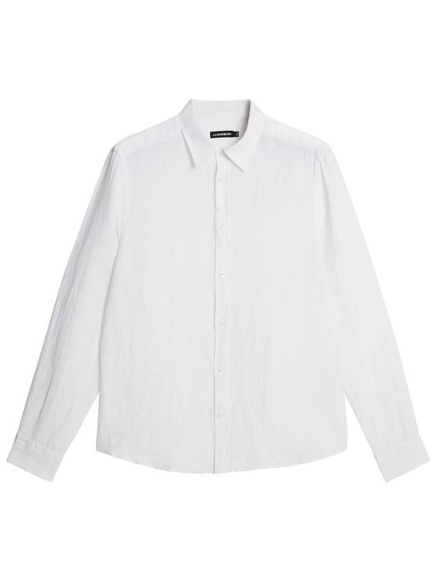 Slim Linen Melange Long Sleeve Shirt White - J.LINDEBERG - BALAAN 2