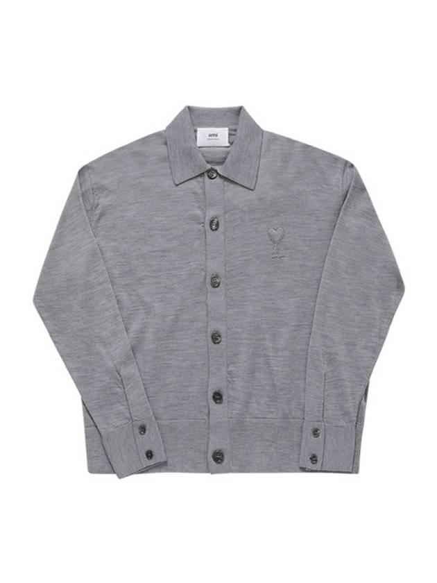 De Coeur Logo Wool Cardigan Heather Grey - AMI - BALAAN 2