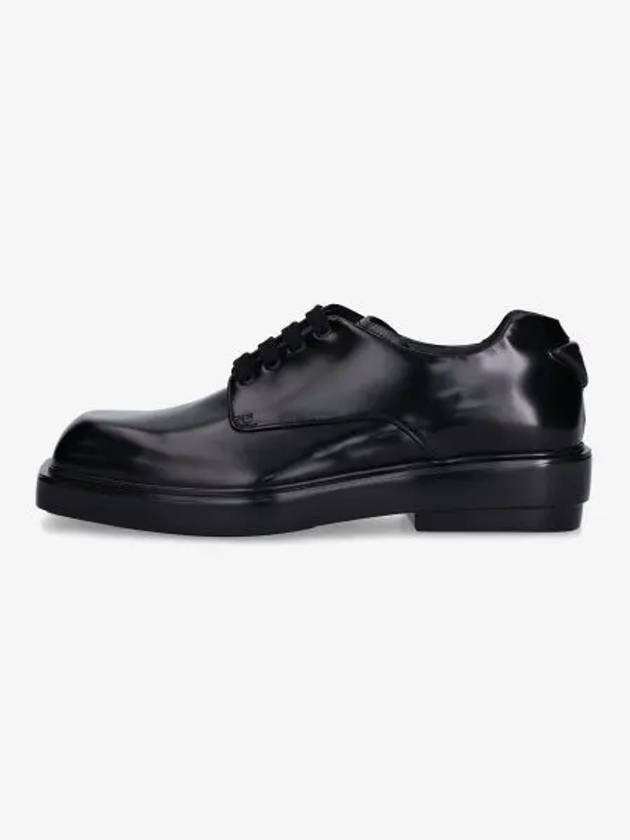 Brushed Leather Derby Shoes Black - PRADA - BALAAN 2