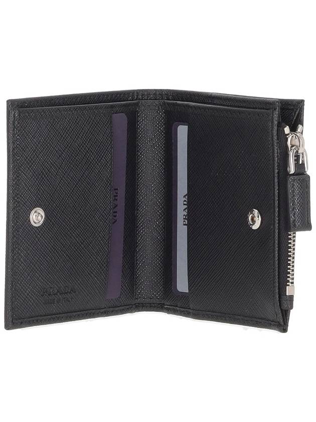 Triangle Logo Zipper Bifold Wallet Black - PRADA - BALAAN 4