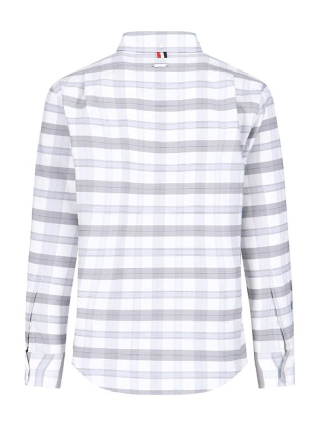 Oxford Tartan Check Cotton Long Sleeve Shirt Grey - THOM BROWNE - BALAAN 4