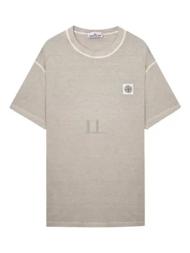 Pisato Effect Logo Patch Short Sleeve T-Shirt Dove Grey - STONE ISLAND - BALAAN 2