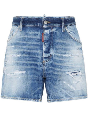 Distressed Effect Denim Shorts Blue - DSQUARED2 - BALAAN 1