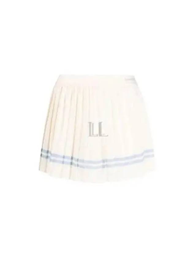 Serif Logo Stripe Detail Pleated Skirt Beige - SPORTY & RICH - BALAAN 2