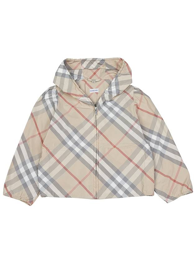 Kids Check Hooded Zip-Up Jacket Pale Stone - BURBERRY - BALAAN 3