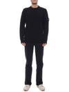 Logo Patch Lambswool Crewneck Knit Top Black - STONE ISLAND - BALAAN 4